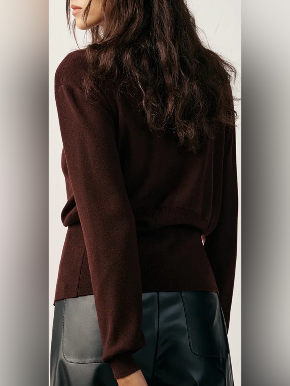 Metal Detail V-Neck Wool Blend Sweater - Picture 3 of 7